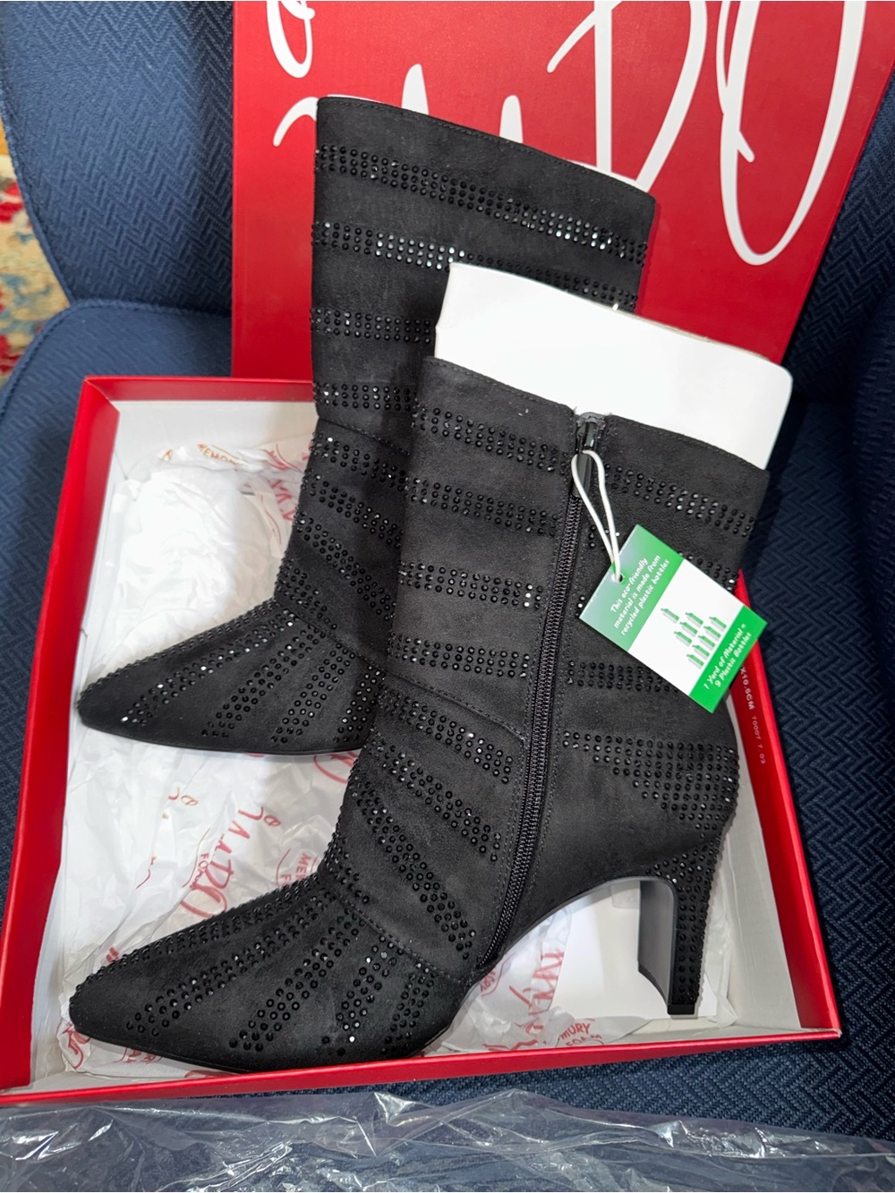 Impo Black Studded Mid-Calf Heeled Boots